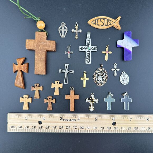 Lot Mix Cross Pendants Christian Religious Catholic Faith Vintage Now Handmade - Picture 5 of 14
